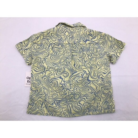Open Edit Boys Button Front Short Sleeve Shirt Size 5 Yellow Blue Abstract Print - Picture 3 of 3